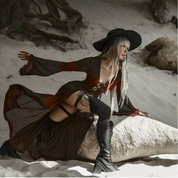 🆕️FIRM (LAST ONE) Killstar Everlasting Cold Sheer Ombre Bell Sleeve Cape L - Picture 12 of 12